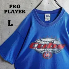 PRO PLAYER★USA製 90s  カブス ビッグロゴ Tシャツ 青 L