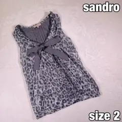 【Sandro】ノースリーブチュニック レオパード レーヌ シルク サイズ2