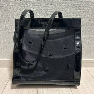 Louis Feraud ルイフェロー レディース 肩掛け ワンショルダーバッグ トートバッグ メッシュ シースルー 黒 ブラック 花柄 刺繍 ブランド