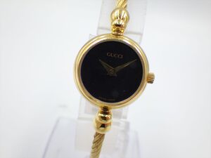 358261【1円スタート】GUCCI グッチ 稼働品 2700.2.L バングルウォッチ ブラック文字盤 レディース 時計 クオーツ ケース18mm