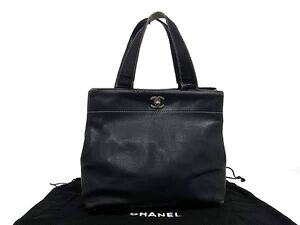 1円 CHANEL シャネル ココマーク キャビアスキン トートバッグ ハンドバッグ レディース ブラック系 FK1092