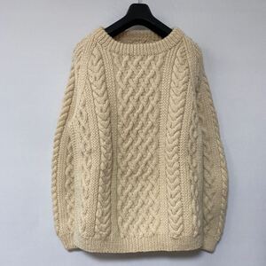 美品 スコットランド 製 インバーアラン 1A ハンドニット セーター INVERALLAN knit ケーブル フィッシャーマン ウール 英国 イギリス