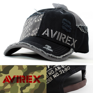 ローキャップ 帽子 AVIREX Damage Cap アヴィレックス ブラック 80315600-80 アビレックス ミリタリー USA アメリカ