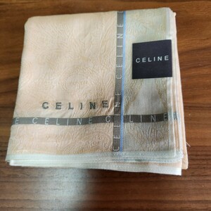 新古品 未使用 CELINE セリーヌ ブランド ハンカチ 綿100% ベーズリー柄 オレンジ 50cm×50cm 川辺㈱