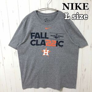 NIKE ナイキ MLB ワールドシリーズ 首下スウッシュ 2022 Tシャツ 半袖 L グレー 灰色 古着 ビッグシルエット 輸入 海外