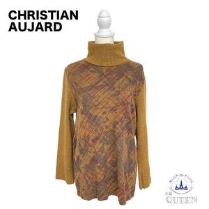 ☆美品☆ CHRISTIAN AUJARD クリスチャンオジャール トップス チュニック 長袖 ハイネック 切り替えデザイン レディース 総柄 inp1-120