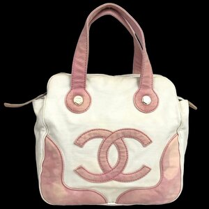 1円～ シャネル CHANEL バッグ ハンドバッグ トートバッグ ココマーク マシュマロ 8番台 キャンバス ホワイト ピンク 中古