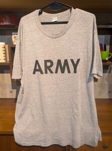 美品！ USA製 80年代 CHAMPION チャンピオン ARMY Tシャツ 霜降り XLビンテージ VINTAGE トリコタグ 杢グレー 80s