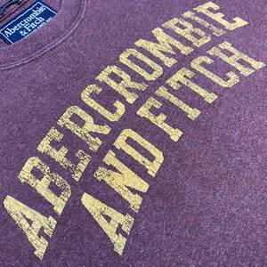 レア日本上陸前 旧紺タグOld Abercrombie&Fitchアバクロンビー&フィッチ MUSCLEビンテージ フェルト ダメージ ロゴ&33ナンバリングTシャツM