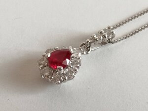 高品質 非加熱ピジョンブラッドPigeon Blood ルビー0.26ct/ダイヤモンド0.27ctPt900 ネックレスPt850