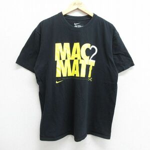 XL/古着 ナイキ NIKE 半袖 ブランド Tシャツ メンズ ワンポイントロゴ MACMATT コットン クルーネック 黒 ブラック 23jun03 中古 2OF