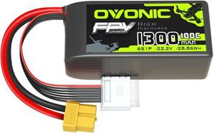 OVONIC 6S リポ バッテリー 100C 1300mAh 22.2V リポ バッテリー RC FPV レーシング ドローン 