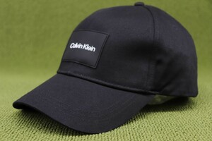 新品並行正規 カルバンクライン CALVIN KLEIN キャップ ラバーパッチ 帽子 黒 ブラック コットン FREESIZE 管理No4Dm