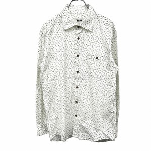 ジョセフアブード JOSEPH ABBOUD シャツ 長袖 花柄 植物柄 胸ポケット ロングスリーブ 綿100% L 緑 グリーン×オフホワイト メンズ