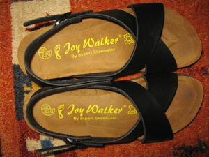 ◆ナチュラル◆コルク◆Echt Leder◆joy walker サンダル◆中古◆23ｃｍ◆36◆黒◆マットブラック◆横幅ゆったり◆