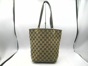 ▲▲中古品 USED グッチ GUCCI 002・1099・002058 GGキャンバス×レザー ハンドバッグ トートバッグ ベージュ×ブラック ゴールド金具▲▲