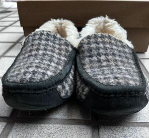 UGG アグ 羊毛 ドライビングシューズ モカシン メンズ 27cm 千鳥格子 黒 暖かい 中毛