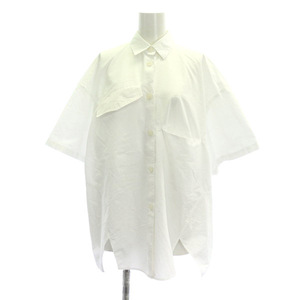 ナゴンスタンス nagonstans 23SS asymmetry half-sleeves shirt シャツ アシンメトリー 五分袖 M 白 ホワイト /HK ■OS レディース