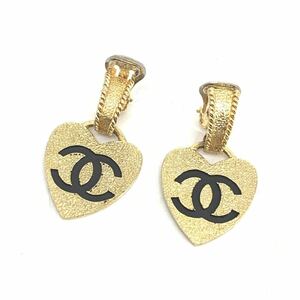 美品 CHANEL シャネル ゴールド ハート ピアス イヤリング ココマーク 金具