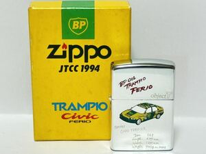 (87) Zippo ジッポ ジッポー オイルライター 1994年製 JTCC 1994 BP OIL TRAMPIO object T NO.0037 シルバー系 箱付き 喫煙グッズ