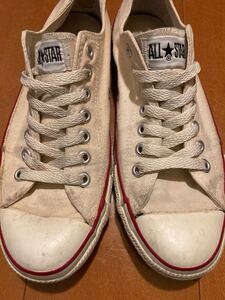 MADE IN USA ビンテージ CONVERSE ALL STAR キャンバス 白 8 1/2 ローカット コンバース オールスター 26.5cm 8.5