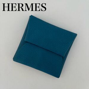 HERMES エルメス　バスティア　ブルー　コインケース　小銭入れ