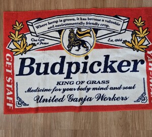 アメリカン雑貨　大判マット　120cm×80cm バドワイザー風　ビール　インテリアマット　中古　BUDPICKER　　洗浄済み