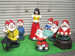 【引取り限定】ガーデニング　白雪姫と七人の小人 置物