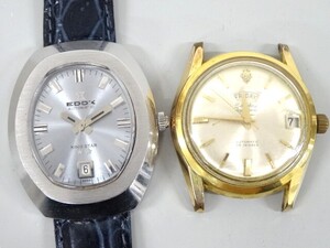 ジャンク 2点セット まとめて EDOX エドックス KING STAR キングスター 200249 Sandoz サンドス Aquaplane 25石 自動巻き メンズ 腕時計