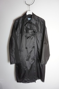 新品 正規 18SS PRADA プラダ LACE TRIMMED NYLON COAT レース ナイロン トレンチ コート 2BP096 1QAC 36S 黒本物1226N▲