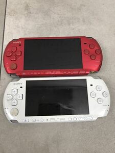 t0928-10☆ ゲーム本体 SONY プレイステーションポータブル PSP3000 レッド/ホワイト まとめて2点