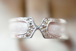 869 天然ダイヤモンド リング 指輪 ヴィンテージ アクセサリー SILVER 925刻印 アンティーク 天然石 宝石 装飾品