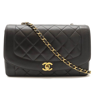 CHANEL シャネル ダイアナ マトラッセ ココマーク シングルチェーンバッグ ショルダーバッグ ラムスキン レザー ブラック