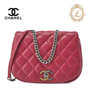 CHANEL シャネル ショルダーバッグ トートバッグ マトラッセ フルフラップ チェーンショルダー キャビアスキン 赤 ゴールド×シルバー金具