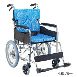 スタンダードモジュール車いす SMK30 座面幅40cm／小花ブルー（マキテック）SMK30-4043KS 介助式車いす・背折れタイプ