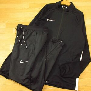 ◎美品！L 上下セット！NIKE RUNNING ナイキ◆ジャージ ジャケット&テーパードパンツ DRI-FIT◆メンズ 黒◆BA0679