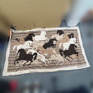 16◎1円スタート◎HERMES エルメス 馬のカモフラージュ ビーチタオル バスタオル タオルケット オレンジ 茶 綿100％ 【133942】