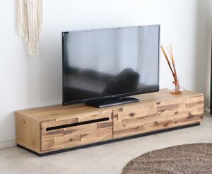 安心の国産品　完成品 古木風　150センチ幅　テレビボード　ヴィンテージ　ローボード　黒とアカシアの組み合わせが魅力的　アンティーク風