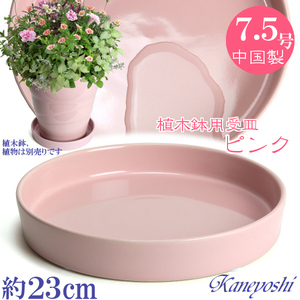 植木鉢用受皿 おしゃれ 安い 陶器 サイズ 23cm KN1223 7.5号 さくらピンク 室内 屋外 桃 色