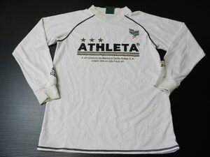 ATHLETA/アスレタ！【★ホワイト×胸ロゴ！■サッカー・フットサル！】長袖ウエア・Vネックシャツ！/Mサイズ