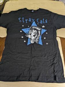 【服飾】 ビンテージ レア Tシャツ バンド 当時物? Stray Cats ストレイキャッツ CAT LOGO _ TULTEX M 黒 半袖