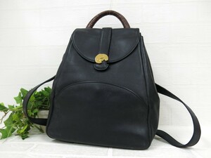 超美品◆HOUSE OF FLORENCE ハウスオブフローレンス◆レザー 本革◆リュック サック バックパック◆ブラック ゴールド金具◆N9370