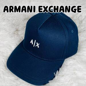 新品未使用 Armani Exchange アルマーニエクスチェンジ AX ロゴ スナップバック キャップ 帽子 ネイビー 954112 CC571 42235