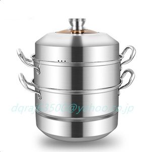 ステンレスの蒸し器の家庭用の2層のスープの蒸し器は厚い多機能感の蒸し器をプラスします。
