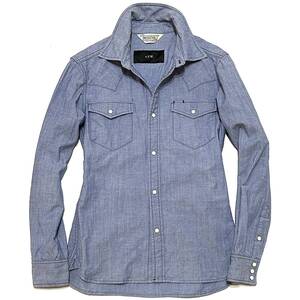 定価2.3万 AKM×FIVE BROTHER STRETCH CHAMBRAY SHIRT Sサイズ ストレッチシャンブレーシャツ wjk ジュンハシモト 1piu