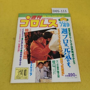 D05-111 週刊プロレス 1986年4月29日号 プロレスラー輪島への不安と疑問他 ベースボールマガジン社 付録あり。日焼け傷汚れあり。