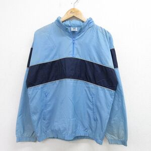 【30%OFF】M/古着 アディダス adidas 長袖 ハーフジップ ナイロン ジャケット メンズ 90s ビッグロゴ リーフ　トレフォイル リフレクタ 3OF