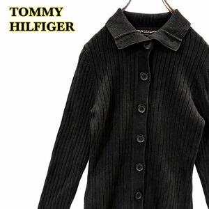 TOMMY HILFIGER トミーヒルフィガー　長袖　ニットカーディガン　紺　レディース　Mサイズ　【AY1066】