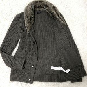 ファー×アルパカ生地◎美品◎L相当◎ZARA MAN ショールカラー ニットジャケット テーラードジャケット USA Mサイズ メンズ ブルゾン 