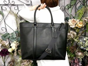 ●超美品●COACH コーチ●メンズ●メトロポリタン●F54758●カーフ レザー 本革●2way トート バッグ●黒●SV金具●斜め掛け●A4●Js49854